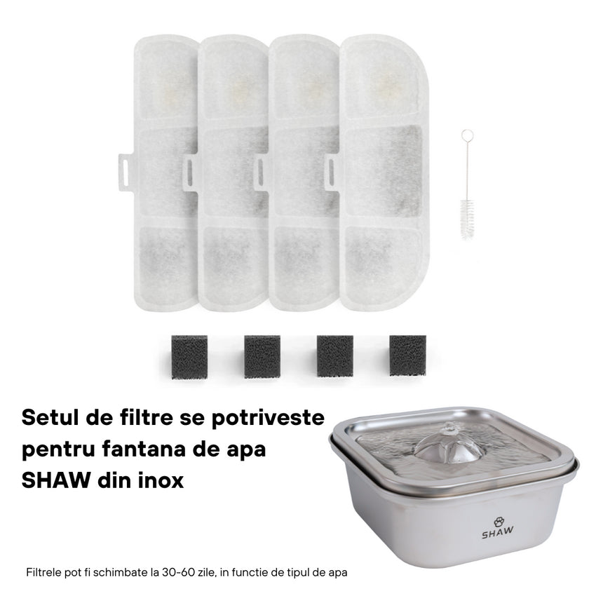 Set 4 Filtre pentru Fantana SHAW din inox cu aplicatie mobila