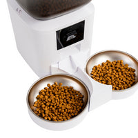 Hranitor automat smart SHAW® pentru caini si pisici, aplicatie mobila, 7L, programare hranire, camera reglabila, 2 boluri, alb