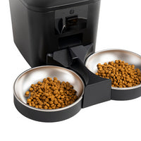 Hranitor automat smart SHAW® pentru caini si pisici, aplicatie mobila, 7L, programare hranire, camera reglabila, 2 boluri, negru