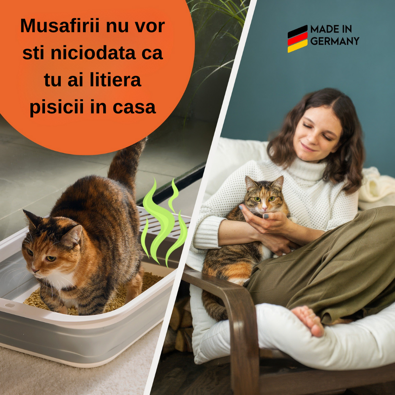 Solutie Profesionala Enzimatica pentru Eliminarea Mirosului de Urina din Litiera Pisicii, pentru Curatare Litiera, fara parfum, 750 ml