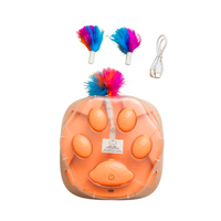 Jucarie pentru pisici interactiva cu pana miscatoare SHAW, forma labuta, incarcare USB