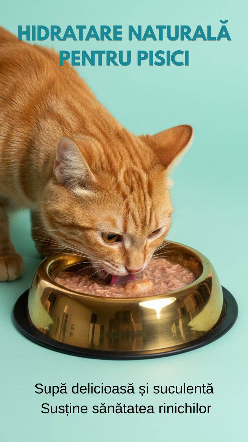 Hrana umeda premium SHAW pentru pisici adulte si mofturoase cu file de ton si creveti in supa, fara cereale, 80g