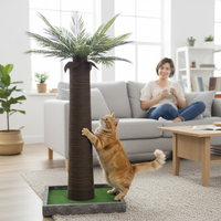 Stalp tip Palmier cu sisal de zgariat pentru pisici, lumina LED, MDF, stabil, inaltime 92 cm
