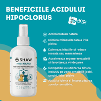 Solutie SHAW cu acid hipocloros HOCl CARE +, pentru caini si pisici, non-toxic, hipoalergenic, fara alcool si parfum