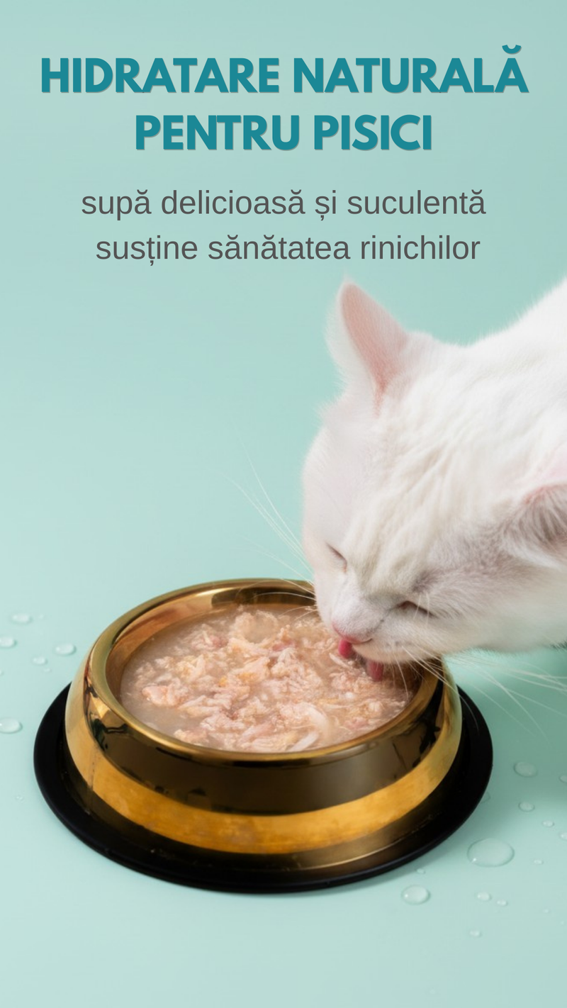 Hrana umeda premium SHAW pentru pisici adulte si mofturoase cu piept de pui maruntit in supa, fara cereale, 80g