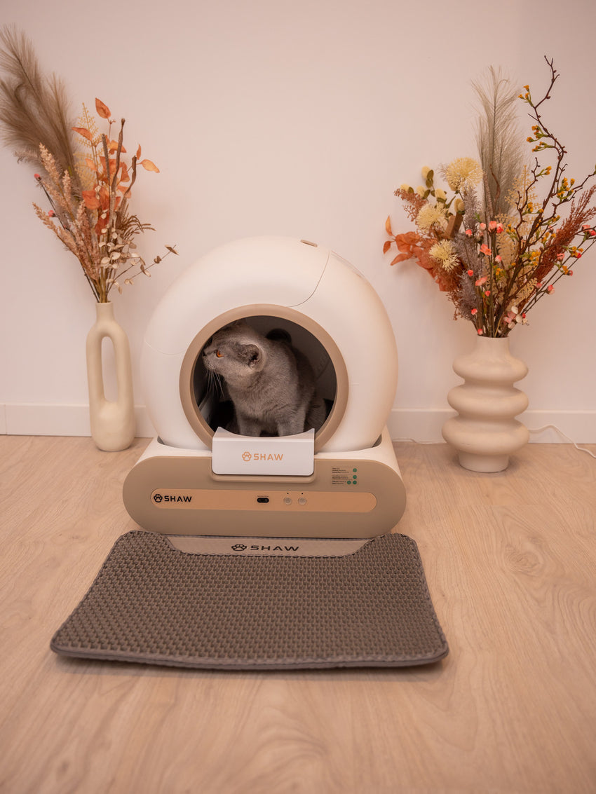 Litiera automata smart SHAW® Plus, pentru pisici, auto-curatare, eliminare mirosuri, aplicatie mobila, 9L
