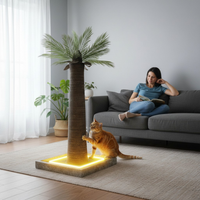 Stalp tip Palmier cu sisal de zgariat pentru pisici, lumina LED, MDF, stabil, inaltime 92 cm