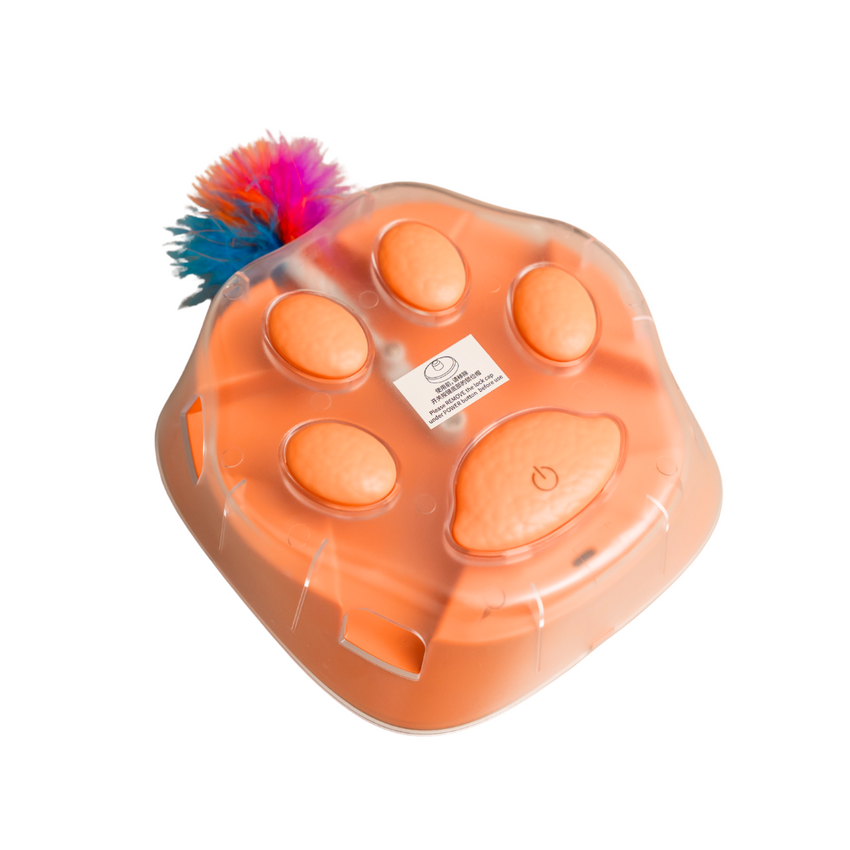 Jucarie pentru pisici interactiva cu pana miscatoare SHAW, forma labuta, incarcare USB