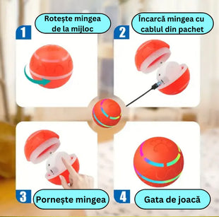 Minge automata interactiva pentru caini, cu baterie, incarcare USB