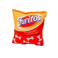 Set 2x Jucarie pentru caini tip pernuta de ros, SHAW, design punga chipsuri amuzante, Ruffus si Furitos