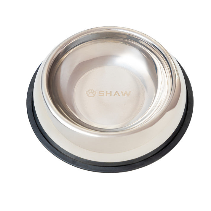 Castron din inox tip bol pentru caini si pisici SHAW, 16 cm, argintiu