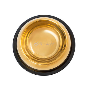 Castron din inox tip bol pentru caini si pisici SHAW, 16 cm, auriu