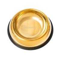 Castron din inox tip bol pentru caini si pisici SHAW, 16 cm, auriu