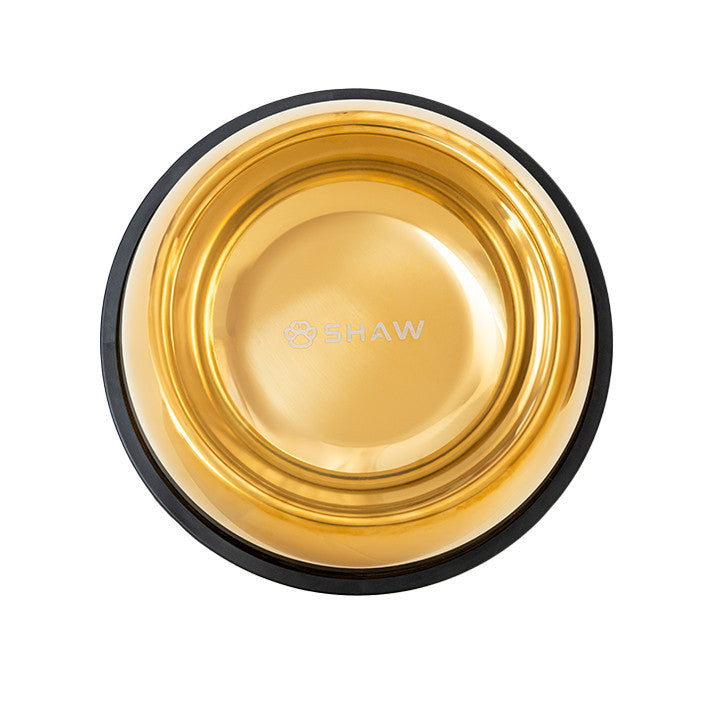 Castron din inox tip bol pentru caini si pisici SHAW, 16 cm, auriu