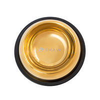 Castron din inox tip bol pentru caini si pisici SHAW, 26 cm, auriu