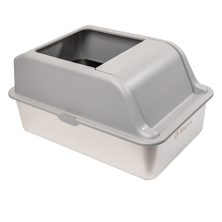 Litiera inox SHAW® XL pentru pisici, cu prag multifunctional si lopatica incluse, usor de curatat, rezistenta