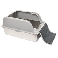 Litiera inox SHAW® XL pentru pisici, cu prag multifunctional si lopatica incluse, usor de curatat, rezistenta