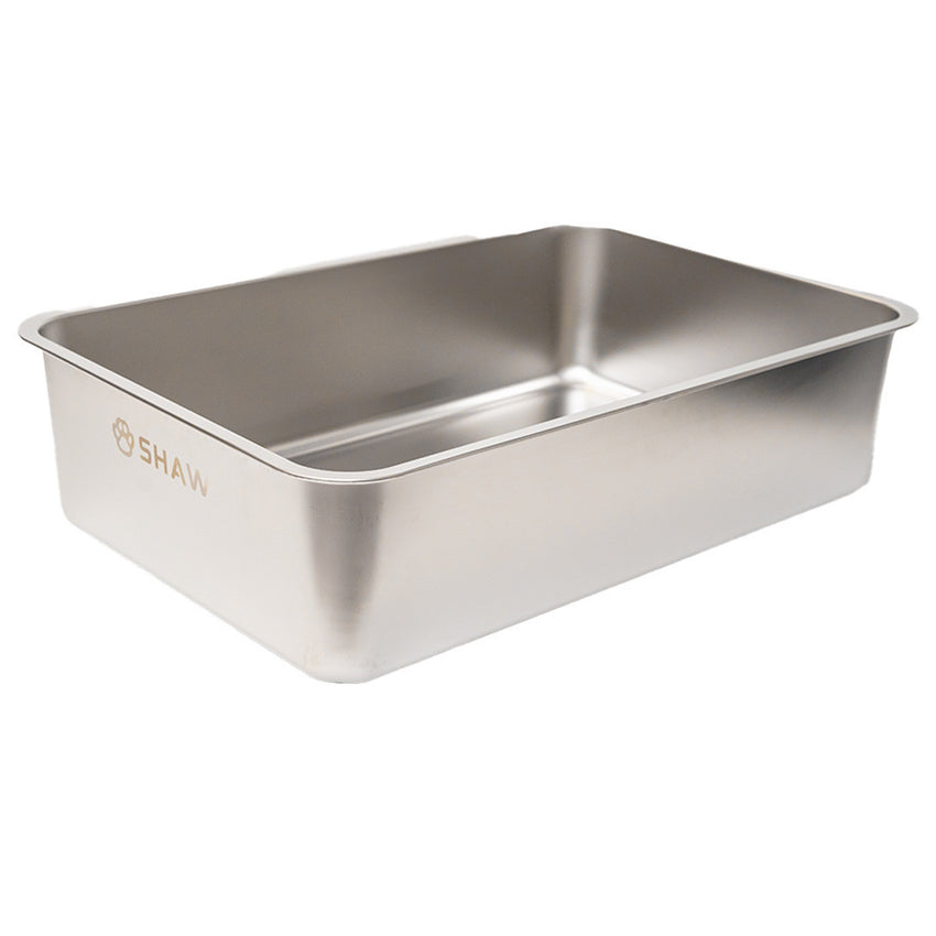 Litiera inox SHAW® XL pentru pisici, cu prag multifunctional si lopatica incluse, usor de curatat, rezistenta