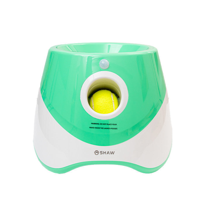 Aruncator automat de mingi tip lansator pentru caini, SHAW, incarcare USB, senzor miscare, 3 mingi incluse