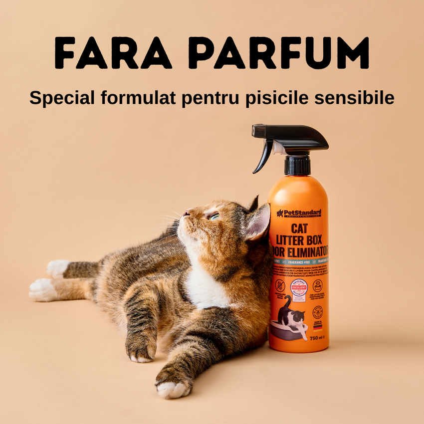 Solutie Profesionala Enzimatica pentru Eliminarea Mirosului de Urina din Litiera Pisicii, pentru Curatare Litiera, fara parfum, 750 ml