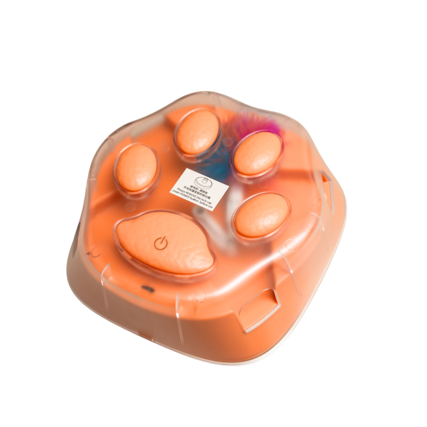 Jucarie pentru pisici interactiva cu pana miscatoare SHAW, forma labuta, incarcare USB