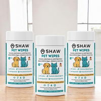 Kit 3 buc SHAW Pet Wipes cu acid hipoclorus, igiena zilnica caini si pisici
