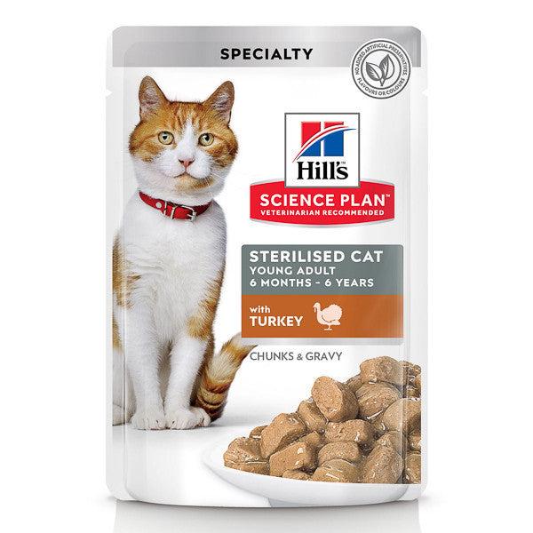 Hrana pisici Set 12 x Hill\'s SP Feline Young Adult Sterilised Turkey 85 g (plic)