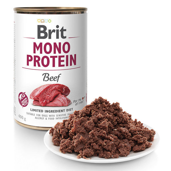 Set 6 x Conserva Hrana umeda Brit Mono Protein Beef 400 g
