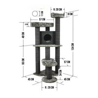 Ansamblu de joaca si catarat pentru pisici cu sisal, SHAW, MDF, bej, model Roma