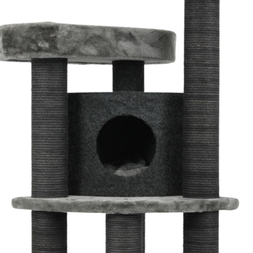 Ansamblu de joaca si catarat pentru pisici cu sisal, SHAW, MDF, gri, model Roma