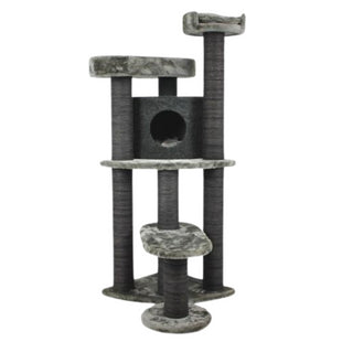 Ansamblu de joaca si catarat pentru pisici cu sisal, SHAW, MDF, gri, model Roma