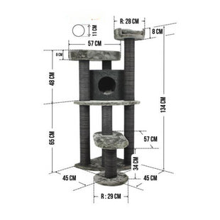 Ansamblu de joaca si catarat pentru pisici cu sisal, SHAW, MDF, maro, model Roma