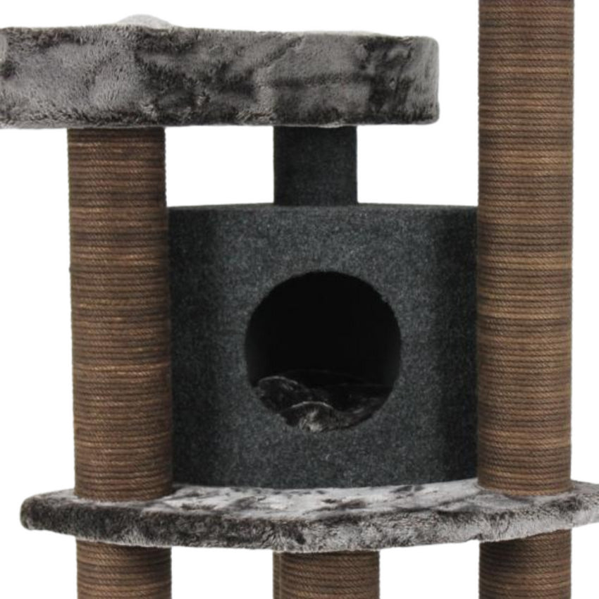 Ansamblu de joaca si catarat pentru pisici cu sisal, SHAW, MDF, maro, model Roma