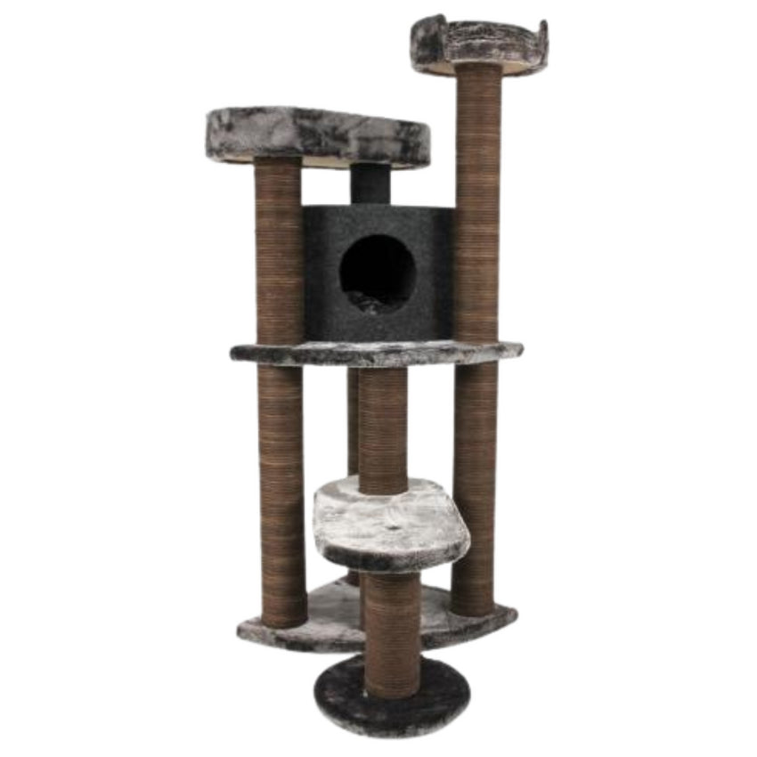 Ansamblu de joaca si catarat pentru pisici cu sisal, SHAW, MDF, maro, model Roma