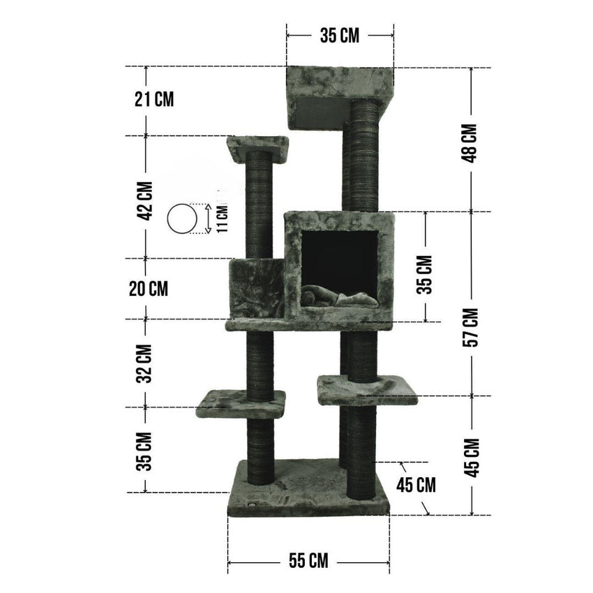 Ansamblu de joaca si catarat pentru pisici cu sisal, SHAW, MDF, bej, model Zurih
