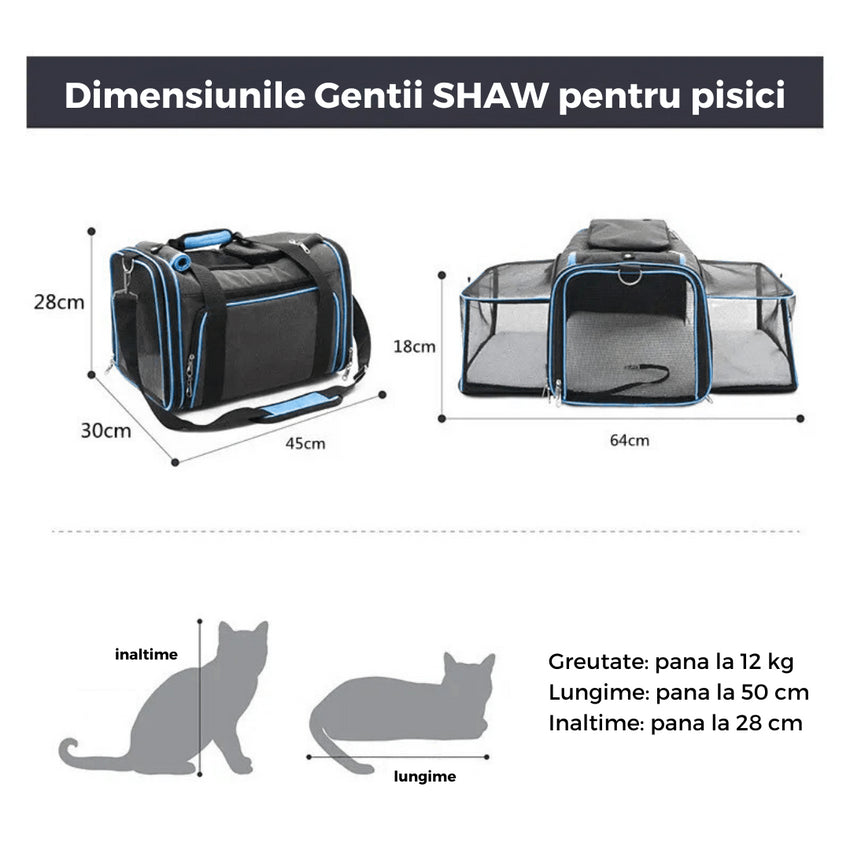 Geanta extensibila transport pisici SHAW®