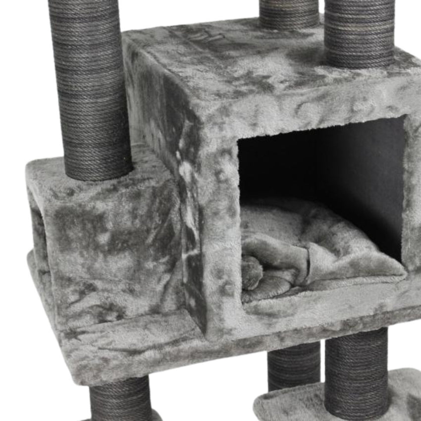 Ansamblu de joaca si catarat pentru pisici cu sisal, SHAW, MDF, gri, model Zurih