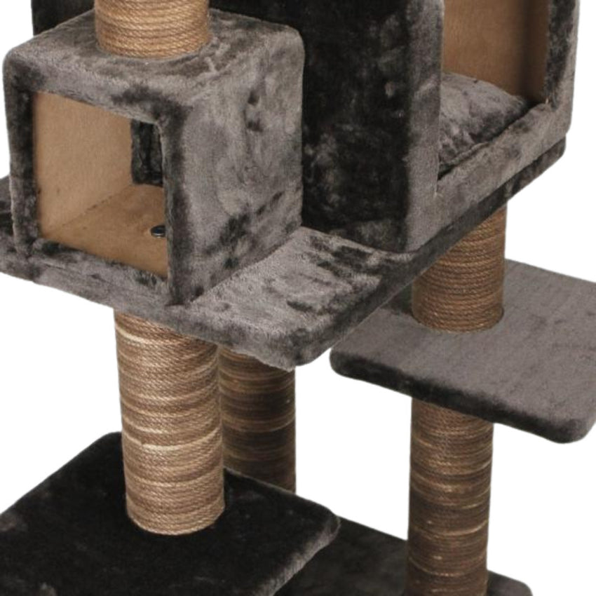 Ansamblu de joaca si catarat pentru pisici cu sisal, SHAW, MDF, maro, model Zurih