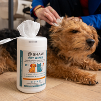 Kit 3 buc SHAW Pet Wipes cu acid hipoclorus, igiena zilnica caini si pisici