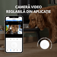 Hranitor automat smart SHAW® Titan PRO pentru caini, aplicatie mobila, camera video, 15L, programare hranire, negru