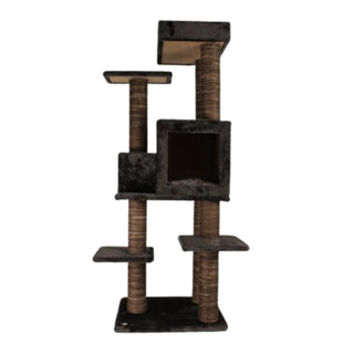 Ansamblu de joaca si catarat pentru pisici cu sisal, SHAW, MDF, maro, model Zurih