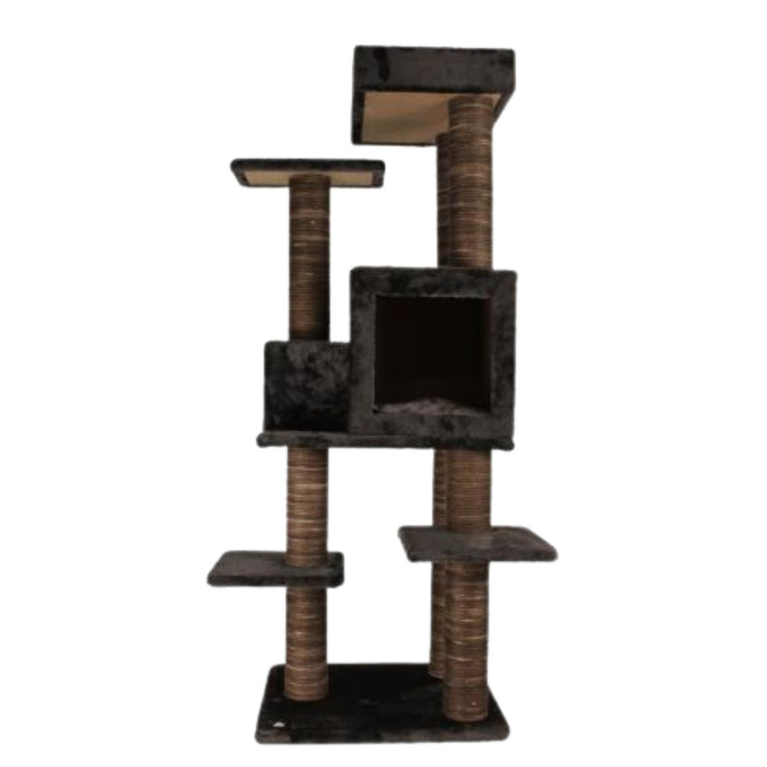 Ansamblu de joaca si catarat pentru pisici cu sisal, SHAW, MDF, maro, model Zurih