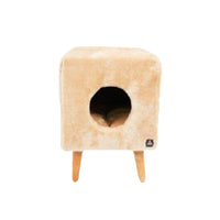 Taburet cu culcus pentru pisici, SHAW, MDF, bej, model Linz