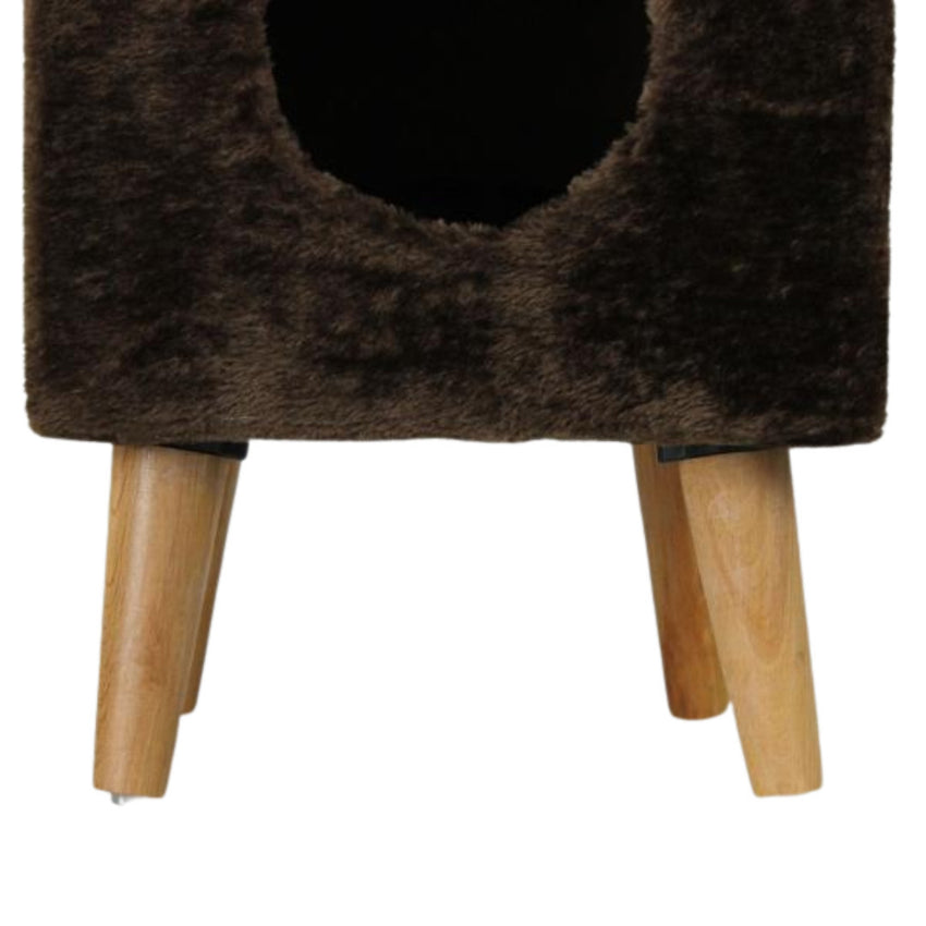 Taburet cu culcus pentru pisici, SHAW, MDF, maro, model Linz