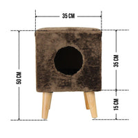 Taburet cu culcus pentru pisici, SHAW, MDF, maro, model Linz