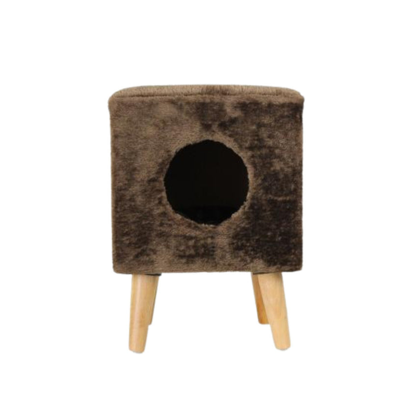 Taburet cu culcus pentru pisici, SHAW, MDF, maro, model Linz