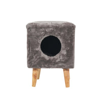 Taburet cu culcus pentru pisici, SHAW, MDF, gri, model Linz