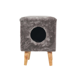 Taburet cu culcus pentru pisici, SHAW, MDF, gri, model Linz