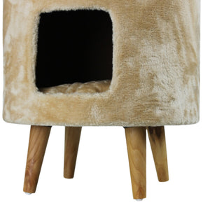 Casuta cu 2 culcusuri pentru pisici, SHAW, MDF, bej, model Oslo