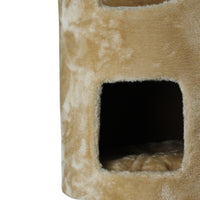 Casuta cu 2 culcusuri pentru pisici, SHAW, MDF, bej, model Oslo